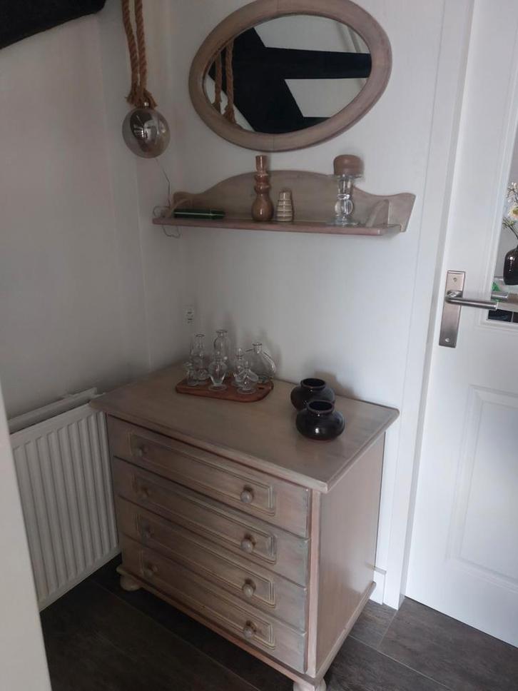 Halkastje met lades, whitewash geverfd, Huis en Inrichting, Kasten | Dressoirs, Gebruikt, Minder dan 50 cm, 25 tot 50 cm, Met lade(s)