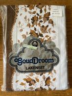 Vintage lakenset laken 150x250cm Gouddroom & sloop (nieuw), Eenpersoons, Bruin, Overige typen, Nieuw