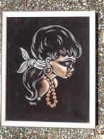 Schilderij Afrikaanse jonge dame, Antiek en Kunst, Kunst | Schilderijen | Modern, Ophalen of Verzenden