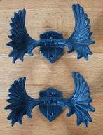 2 stoere kapstokhaken elandgewei gietijzer, Wandhaken, Ophalen of Verzenden, Zo goed als nieuw, Minder dan 100 cm