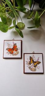 Set vintage keramische wandtegels met vlinders – jaren ’70, Ophalen of Verzenden