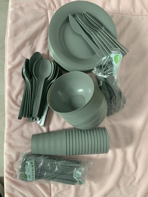 plastic servies herbruikbaar grijs, Huis en Inrichting, Keuken | Bestek, Zo goed als nieuw, Los bestek, Kunststof, Ophalen