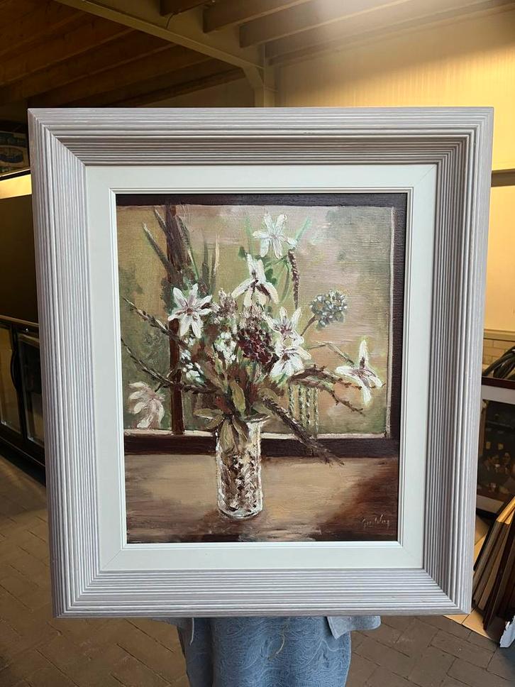 Klassiek Bloemstilleven Schilderij Gesigneerd Goodley Ingeli, Antiek en Kunst, Kunst | Schilderijen | Klassiek, Ophalen