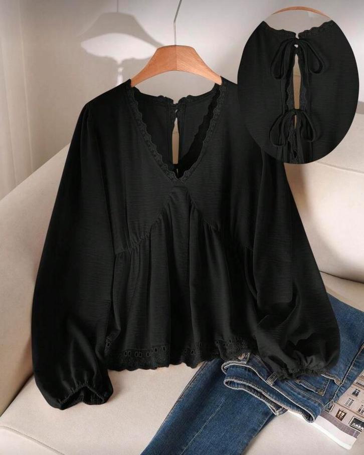 Top Xenna Zwart (44-52), Kleding | Dames, Grote Maten, Nieuw, Shirt of Top, Zwart, Verzenden