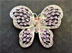 Grote broche vlinder met lila strass, Ophalen, Zo goed als nieuw, Paars, Overige materialen