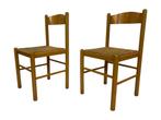 Vintage Stoelen set van 4 Hout Gevlochten Zitting Papercord, Huis en Inrichting, Stoelen, Riet of Rotan, Gebruikt, Twee, Bruin