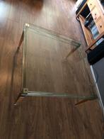 Stijlvolle Salon Tafel met Glas en Metaal, Ophalen, Kersen /metaal/glas, Gebruikt, 50 tot 100 cm
