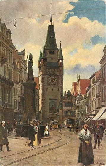 (381-185-013) Freiburg Kaiserstrasse mit Martinstor beschikbaar voor biedingen