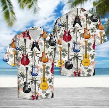Gitaar overhemd heren mannen shirt muziek instrument hawaii beschikbaar voor biedingen