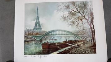 Kunst Print La Tour Eiffel Et La Seine 1971 Krisarts.