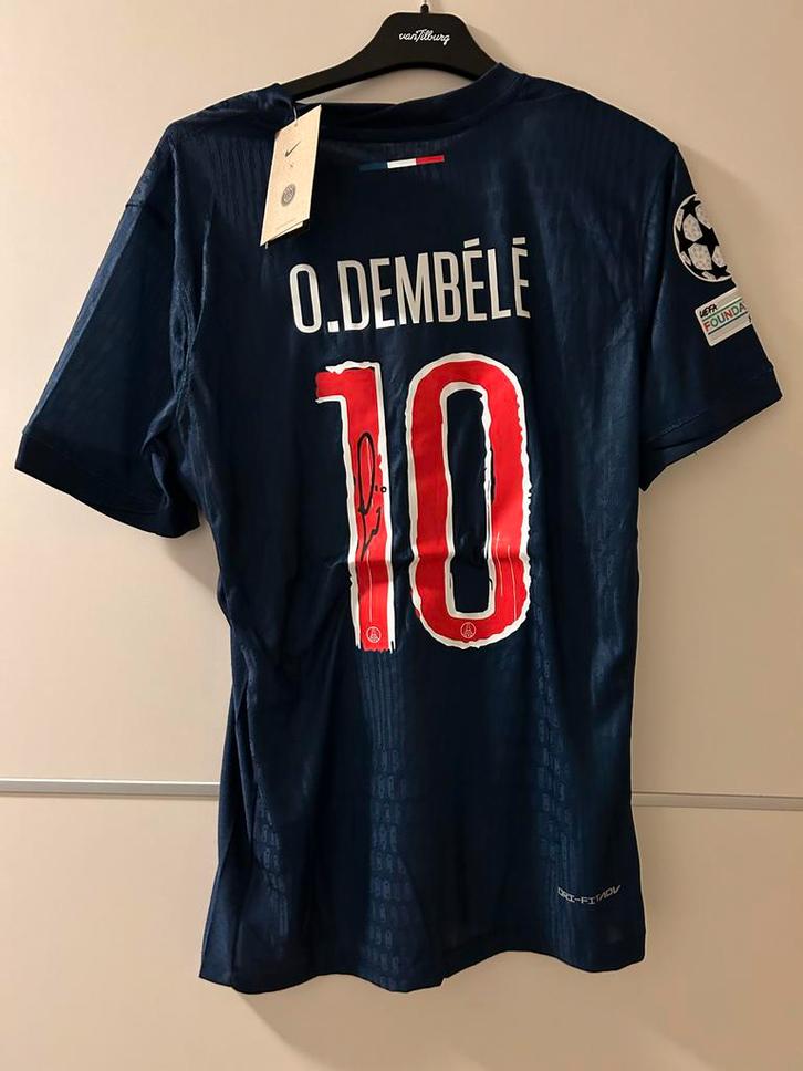 Gesigneerd Ousmane Dembele shirt met COA, Kleding | Heren, T-shirts, Zo goed als nieuw, Overige maten, Blauw, Ophalen of Verzenden