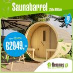 Jubileumactie 4 Barrelsauna Ø195 x250cm, Sport en Fitness, Sauna, Nieuw, Complete sauna, Ophalen, Fins of Traditioneel