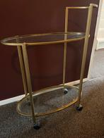 Gouden drankentrolley, Ophalen, 50 tot 100 cm, Zo goed als nieuw, Glas