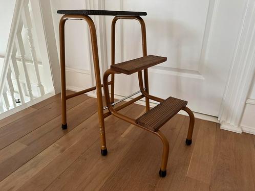 Vintage inklap / uitklap / trapje en stoeltje., Huis en Inrichting, Krukjes, Hout, Ophalen