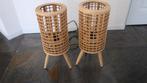 twee mooie houten vloer/tafellampen, Ophalen of Verzenden, Gebruikt, Minder dan 100 cm