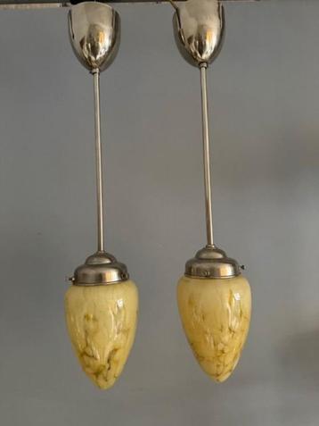 vintage hanglampjes gemarmerd glas - Scailmont beschikbaar voor biedingen