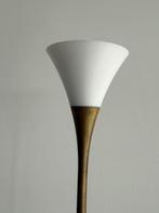 Vloerlamp messing patine wit kapje, Ophalen, Zo goed als nieuw, Metaal, Modern