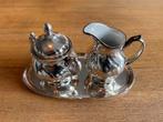 Verzilverd porcelein melk en suiker set, Antiek en Kunst, Antiek | Goud en Zilver, Ophalen, Zilver
