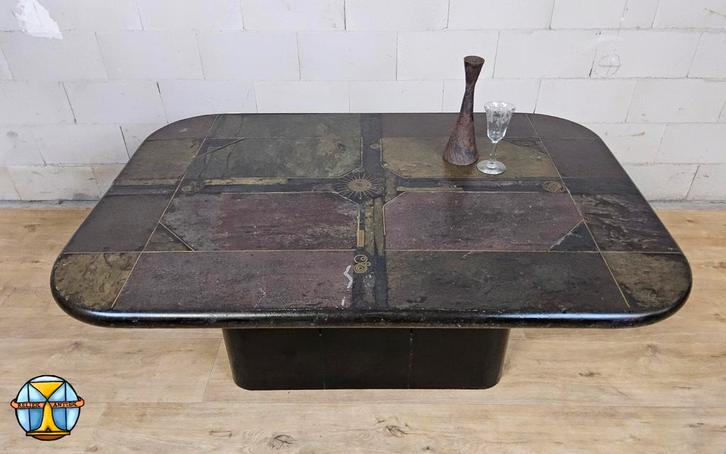 Vintage leisteen salontafel Marcus Kingma / coffeetable, Antiek en Kunst, Antiek | Meubels | Tafels, Ophalen of Verzenden