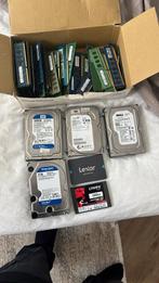 Partij RAM geheugen en harde schijven (Alleen Hdd zijn over), Computers en Software, Harde schijven, Intern, Gebruikt, HDD, Ophalen of Verzenden