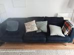 blauw, ribstof driezitsbank. Prima conditie, Ophalen, Gebruikt