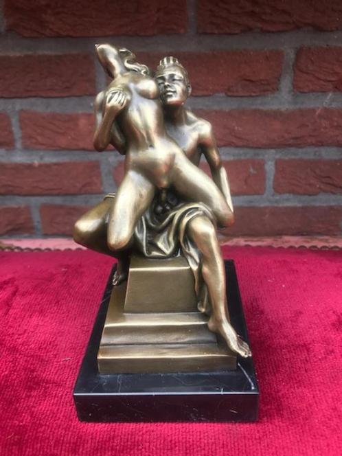 prachtig bronzen beeld, erotische scene, Antiek en Kunst, Kunst | Beelden en Houtsnijwerken, Ophalen of Verzenden