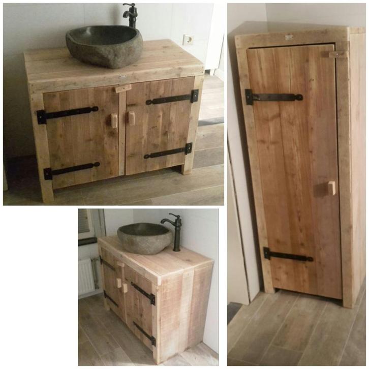 Badkamermeubel, wastafel, kast steigerhout op maat NIEUW, Huis en Inrichting, Badkamer | Badkamermeubels, Nieuw, Ophalen of Verzenden