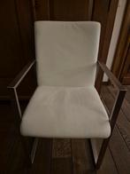 Witte lederen eetkamerstoelen met RVS frame, Huis en Inrichting, Stoelen, Wit, Ophalen of Verzenden, Zo goed als nieuw, Metaal