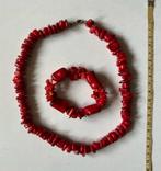 Set van rood koraal - ketting en armband, Ophalen of Verzenden, Zo goed als nieuw, Steen of Mineraal, Rood