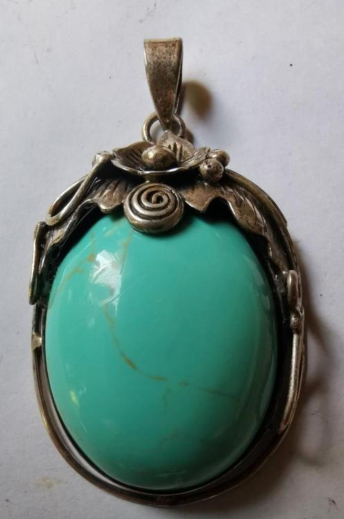 Stirling zilver 925 hanger, pendant met Turkoois, Sieraden, Tassen en Uiterlijk, Antieke sieraden, Hanger, Zilver, Ophalen of Verzenden