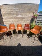 Industriële leren barkrukken, Huis en Inrichting, Barkrukken, Ophalen, Met voetsteun, 60 tot 90 cm, Leer