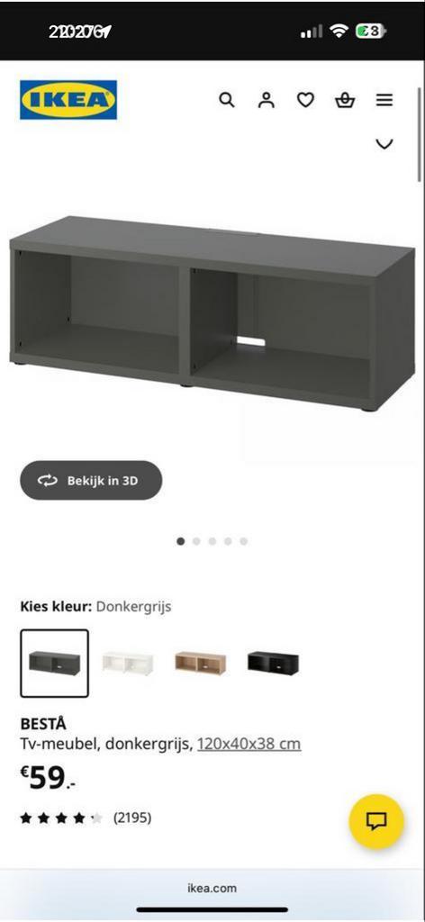 IKEA Besta TV kast - Grijs, Huis en Inrichting, Kasten | Televisiemeubels, Gebruikt, Minder dan 100 cm, 100 tot 150 cm, 25 tot 50 cm