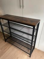 Metal shoe rack with 4 shelves and wooden top, Huis en Inrichting, Kasten | Schoenenrekken, Ophalen, Zo goed als nieuw