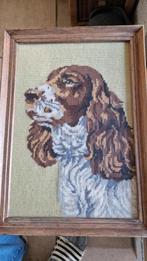 vintage geborduurde hond cocker spaniel in lijst, Antiek en Kunst, Ophalen of Verzenden