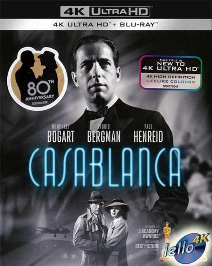 Blu-ray 4K Casablanca (1942 Humphrey Bogart Ingrid Bergman)U, Cd's en Dvd's, Blu-ray, Zo goed als nieuw, Klassiekers, Ophalen of Verzenden