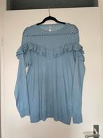 dames blauwe longsleeve sweater trui met ruffles mt 44, Boetiek, Blauw, Maat 42/44 (L), Ophalen of Verzenden