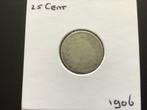 25 cent 1906 zilver Wilhelmina, Postzegels en Munten, Munten | Nederland, Zilver, 25 cent, Ophalen of Verzenden, Koningin Wilhelmina