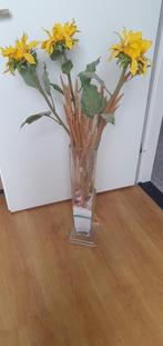 Decoratie vaas met zonnebloemen, Overige kleuren, 50 tot 75 cm, Verzenden, Glas