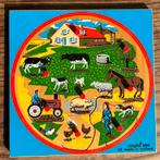 Vintage Houten Simplex Puzzel - Boerderij Jaren '70, 2 tot 4 jaar, Gebruikt, 10 tot 50 stukjes, Ophalen of Verzenden