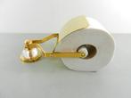 Goudkleurige WC rolhouder met geslepen kristal accent, Huis en Inrichting, Ophalen of Verzenden, Gebruikt, Overige kleuren, Overige typen