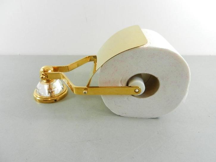 Goudkleurige WC rolhouder met geslepen kristal accent, Huis en Inrichting, Badkamer | Badtextiel en Accessoires, Gebruikt, Overige typen