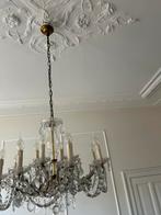Antieke Kroonluchter, 8 armen, 12 fittingen, Huis en Inrichting, Lampen | Kroonluchters, Ophalen, Gebruikt, Glas