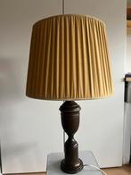 Tafellamp  met stoffen kap (‘oudje’), Ophalen, Gebruikt, Antiek bronskleurig, Stof