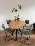 Ovale bartafel + bijpassende krukken (set), Huis en Inrichting, Tafels | Eettafels, Ophalen, Eikenhout, Zo goed als nieuw, Vier personen