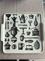 Fins Vintage Arabia Porseleinen Tray/Dienblad/ zwart wit, Ophalen of Verzenden, Zo goed als nieuw, Vierkant, Overige materialen