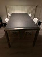 Eethoek met zwarte glastafel, Huis en Inrichting, Ophalen, 100 tot 150 cm, 150 tot 200 cm, Vier personen