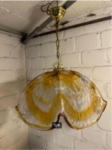 mid century Murano hanglamp amber bernstein beschikbaar voor biedingen