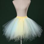 SALES! Geel blauwe meerlaagse wijdvallende petticoat tutu, Maat 38/40 (M), Carnaval, Nieuw, Ophalen of Verzenden