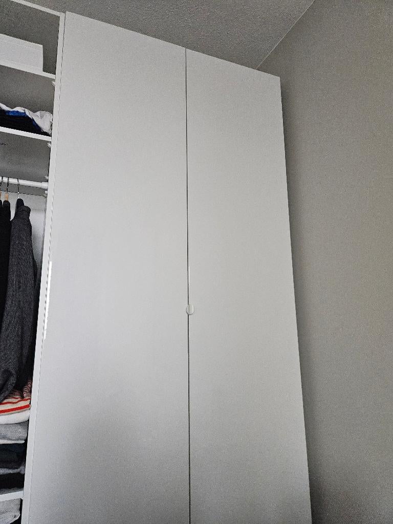 Pax garderobekast 236 x 100 cm, hoogglans wit, Ophalen, Met plank(en), 100 tot 150 cm, 200 cm of meer