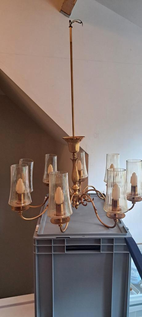 oude kroonluchter met originele glazen kelken., Huis en Inrichting, Lampen | Kroonluchters, Zo goed als nieuw, Ophalen